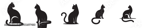 cat vector with silhouette style