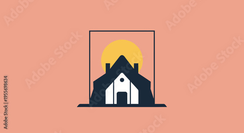 Simple house with a gable roof.