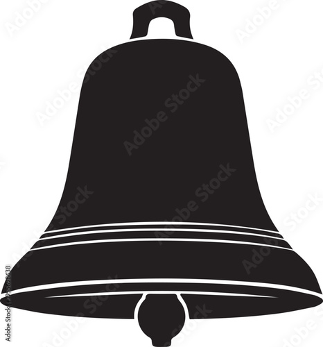 Black silhouette of a bell with a handle and clapper vector illustration