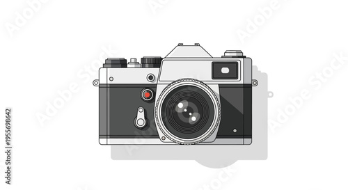 Vintage film camera photography device.