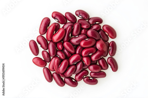 Red kidney beans pile isolated on white background top view