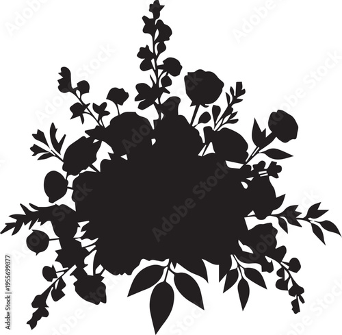 Silhouette of a floral bouquet vector illustration for design