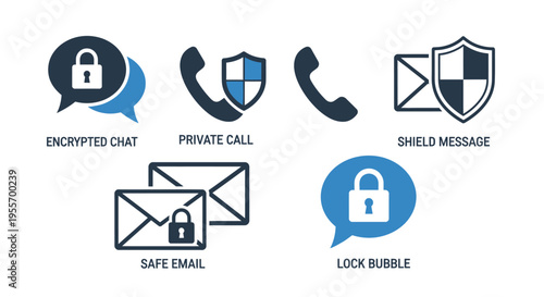 Security Icons Representing Protected Communication.