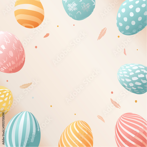 Pastellfarbener Osterhintergrund mit schwebenden Eiern
