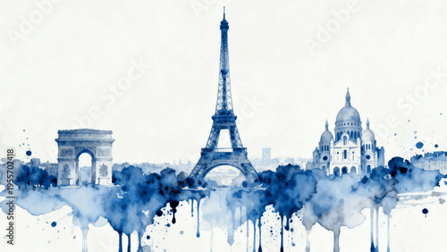 Lovely Paris Town Charm of Paris isolated watercolor vector illustration svg