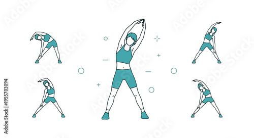 Woman doing stretching exercises in motion.