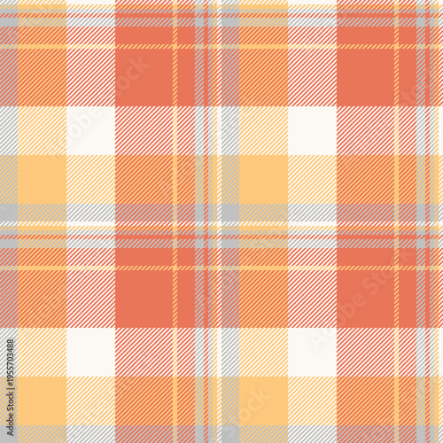 Mixed pattern plaid textile, deluxe texture check tartan. Sensual fabric seamless vector background in red and amber colors.