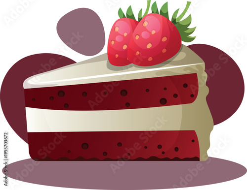Red Velvet - cheesecake slice with fresh berries