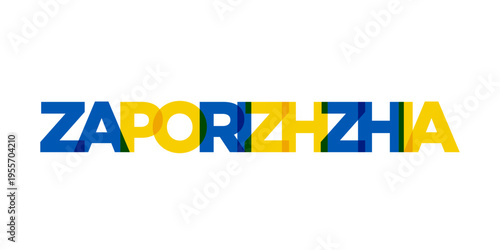Принти на полотні Zaporizhzhia in the Ukraine emblem. The design features a geomet