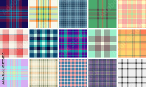 Plaid pattern set tailored for festive wall art. Seamless repeats bring traditional holiday ambiance.