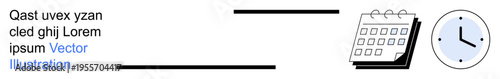 Business planning, time scheduling, productivity, organization, management, deadlines. A calendar and clock side by side. Scheduling and productivity concepts for business and personal use