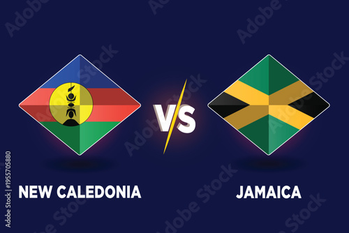 New Caledonia vs Jamaica in Football Competition vector illustration design.