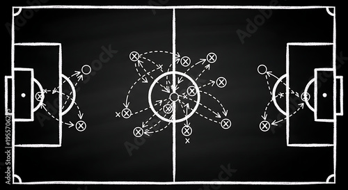 Soccer tactics board with player movement strategy
