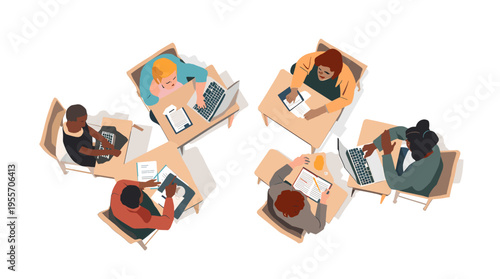 A cheerful woman working on a laptop, radiating positivity and productivity. Perfect for illustrating remote work, online learning, or modern lifestyl