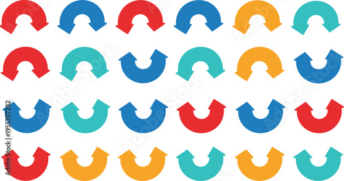Refresh Sync Arrow Icon Set with Circular Update Symbols for Data Reload, System Restart, Process Rotation, and Workflow Repeat Design