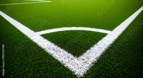 Corner kick mark on a green soccer field