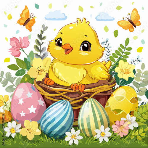 Verspielter Osterhintergrund mit niedlichen Elementen