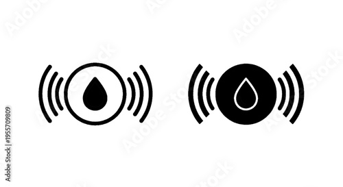 Vector illustration of water leak sensor icon set, liquid detection alarm symbol