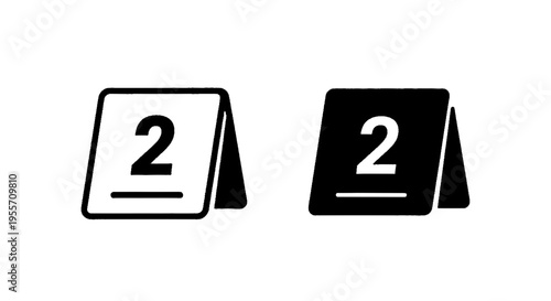 Vector illustration of evidence marker number 2 icon set, crime scene investigation sign