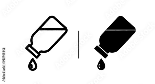 Vector illustration of set of medicine bottle icons with liquid drop, vector illustration