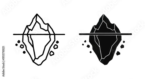Vector illustration of iceberg icon set, vector illustration of floating ice mountain