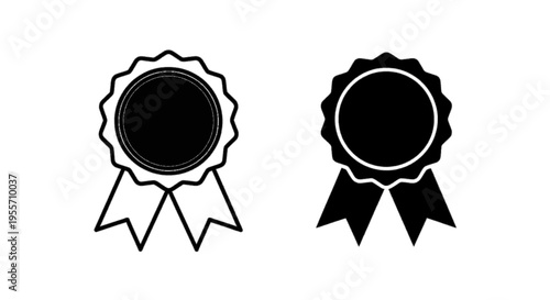 Vector illustration of set of award ribbon icons, vector illustration of prize badges