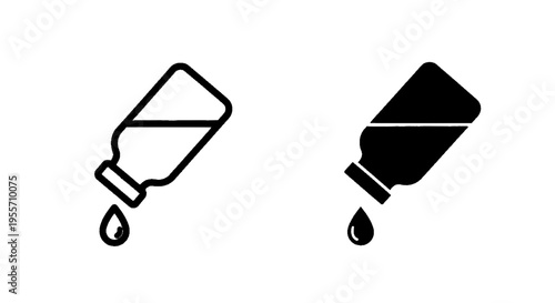 Vector illustration of medical vial with a drop of liquid icon set