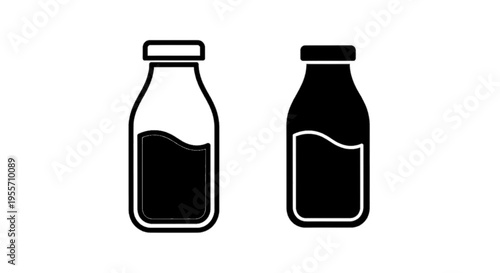 Vector illustration of set of milk bottle icons, vector illustration of dairy products