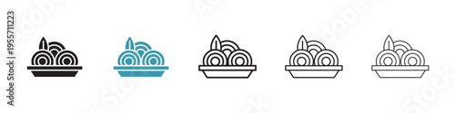Spaghetti pasta icon in flat style. Basic vector symbol illustration