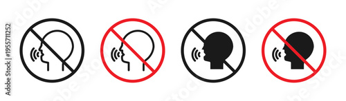 Stop talking sign in flat style. Basic vector symbol illustration