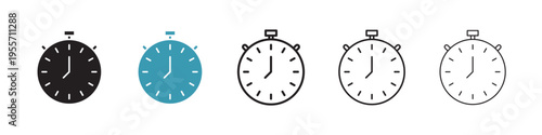 Stop watch icon in flat style. Basic vector symbol illustration