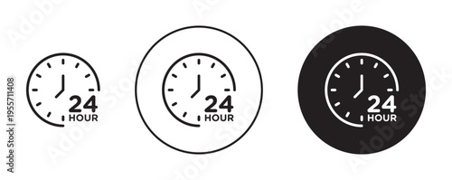 Twenty four hours icon in flat style. Basic vector symbol illustration