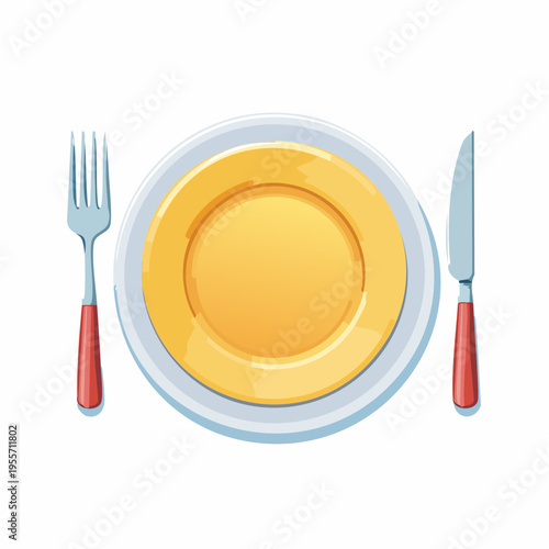 Schlichter Teller mit Besteck