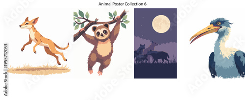 [UNKNOWN: ANIMAL0008], [UNKNOWN: ANIMAL0009], [UNKNOWN: ANIMAL0010], [UNKNOWN: ANIMAL0011] Flat Vector Poster Collection