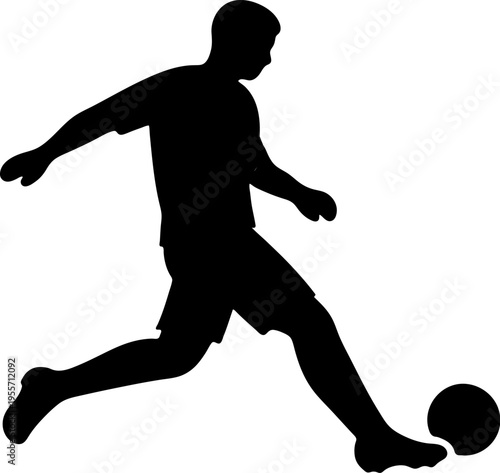 Football Player Kicking Ball Vector Silhouette Icon