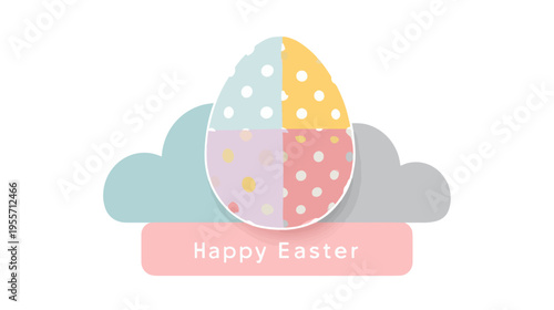 Modern Pastel Geometric Easter Egg In Minimal Flat Design Style With Soft Colors And Clean Copy Space Background