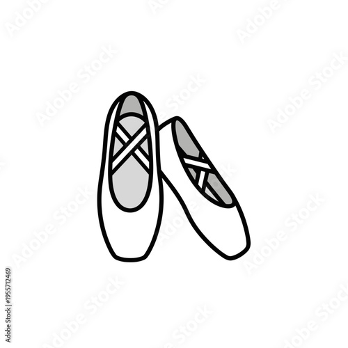 Minimalist outline of a pair of classic ballet pointe shoes