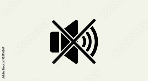 Minimalist mute or no sound icon in solid black silhouette style.