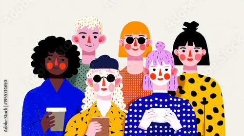 Abstract Geometric Portrait Of Diverse People In Modern Cubist Vector Style Representing Inclusion And Identity For Pride Month Background Poster With Copy Space