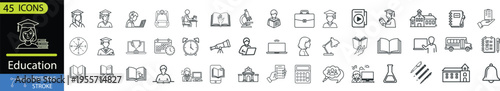 Collection of educational icons representing various academic and learning themes