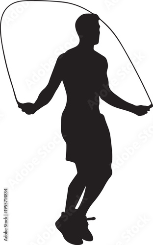 Person energetically jumping rope for fitness and exercise