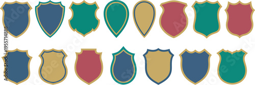 collection of various colorful shields with gold borders