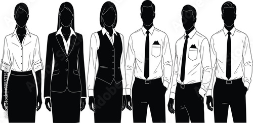 Business people silhouettes in formal wear standing