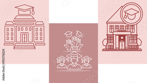 College university academic building architecture concept for education and higher learning illustration