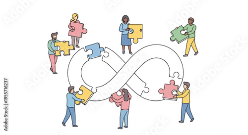 Diverse group of people working together.