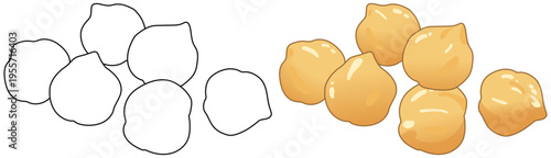 Chickpeas seeds isolated clean line art food coloring page illustration design