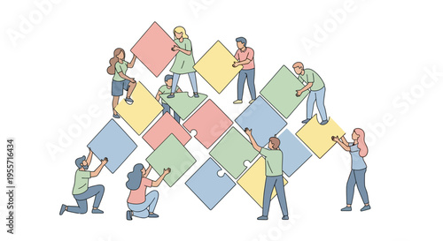 Diverse group of people working together.