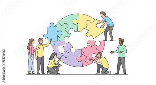 Diverse group of people working together.