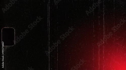 Vintage Film Grain Overlay with Red Light Leak and Scratches, Retro Cinema Background Effect