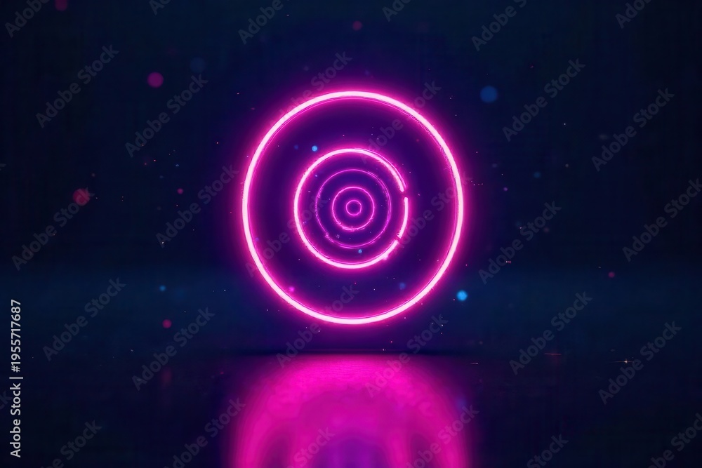 Fototapeta premium A futuristic symbol glowing in neon lights against a dark background, representing technology, innovation, and progress , dark, digital